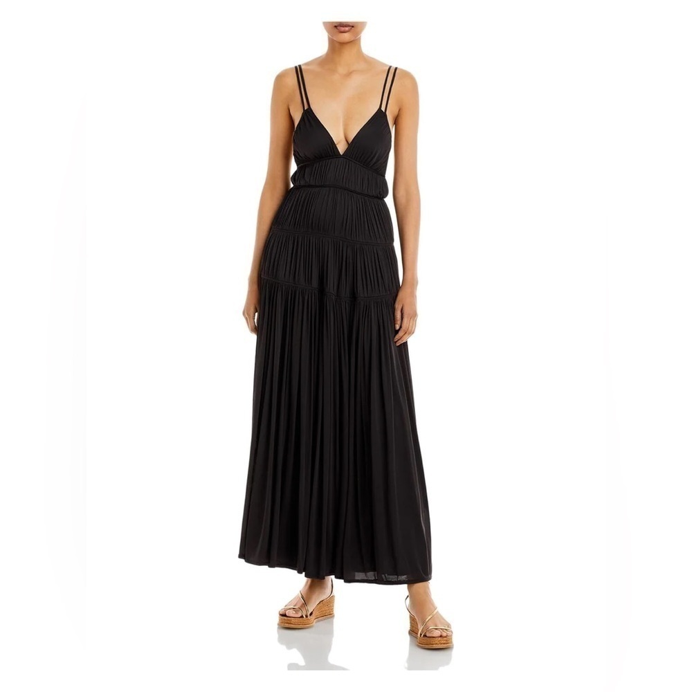 REBECCA TAYLOR Ruffled Lined Sleeveless V Neck Tea-Length dress NWT | size 6